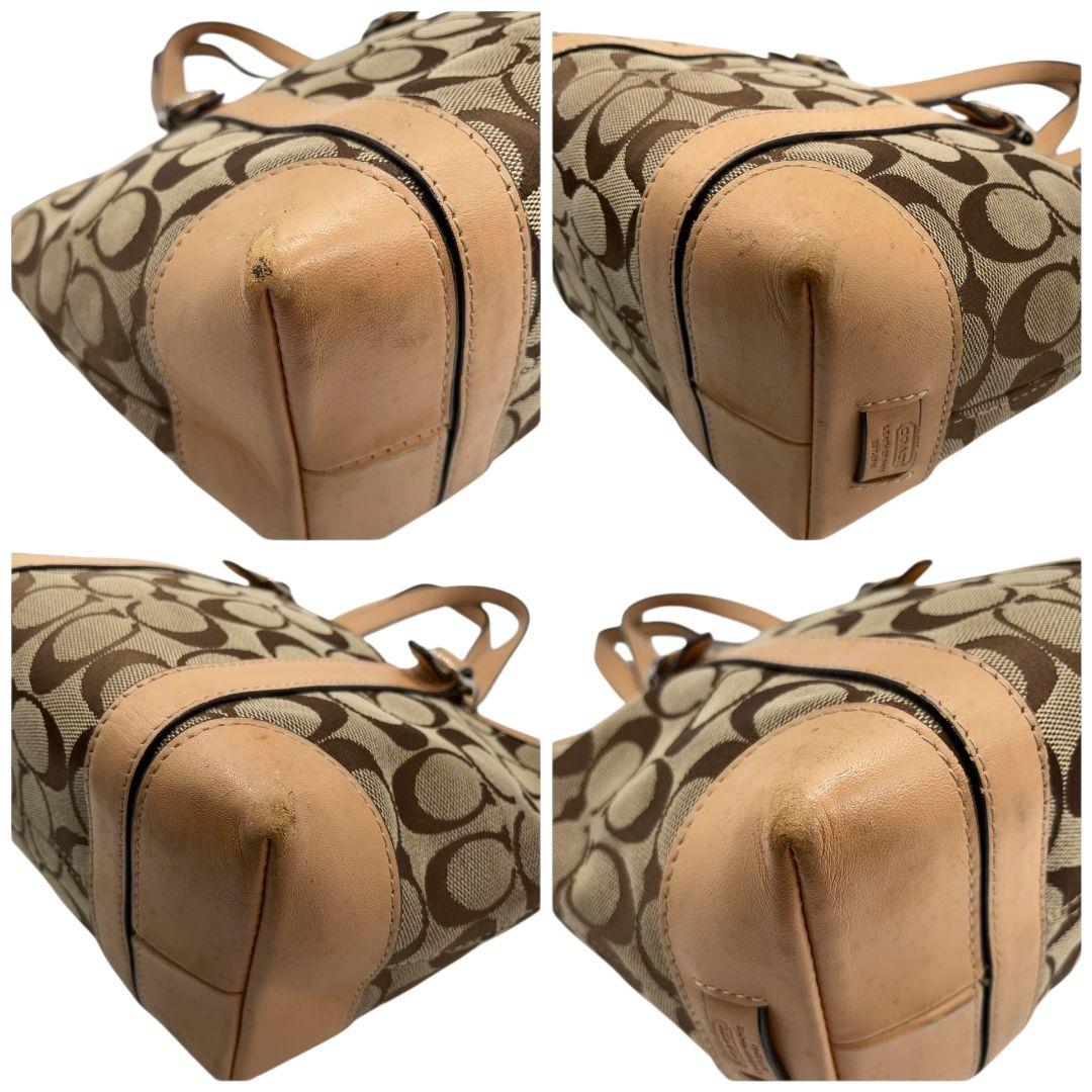 コーチ ハンドバッグ 茶 シグネチャー s6 キャンバス レザー 本革 トートバッグ ブラウン シルバー金具 ロゴタグ COACH 6043