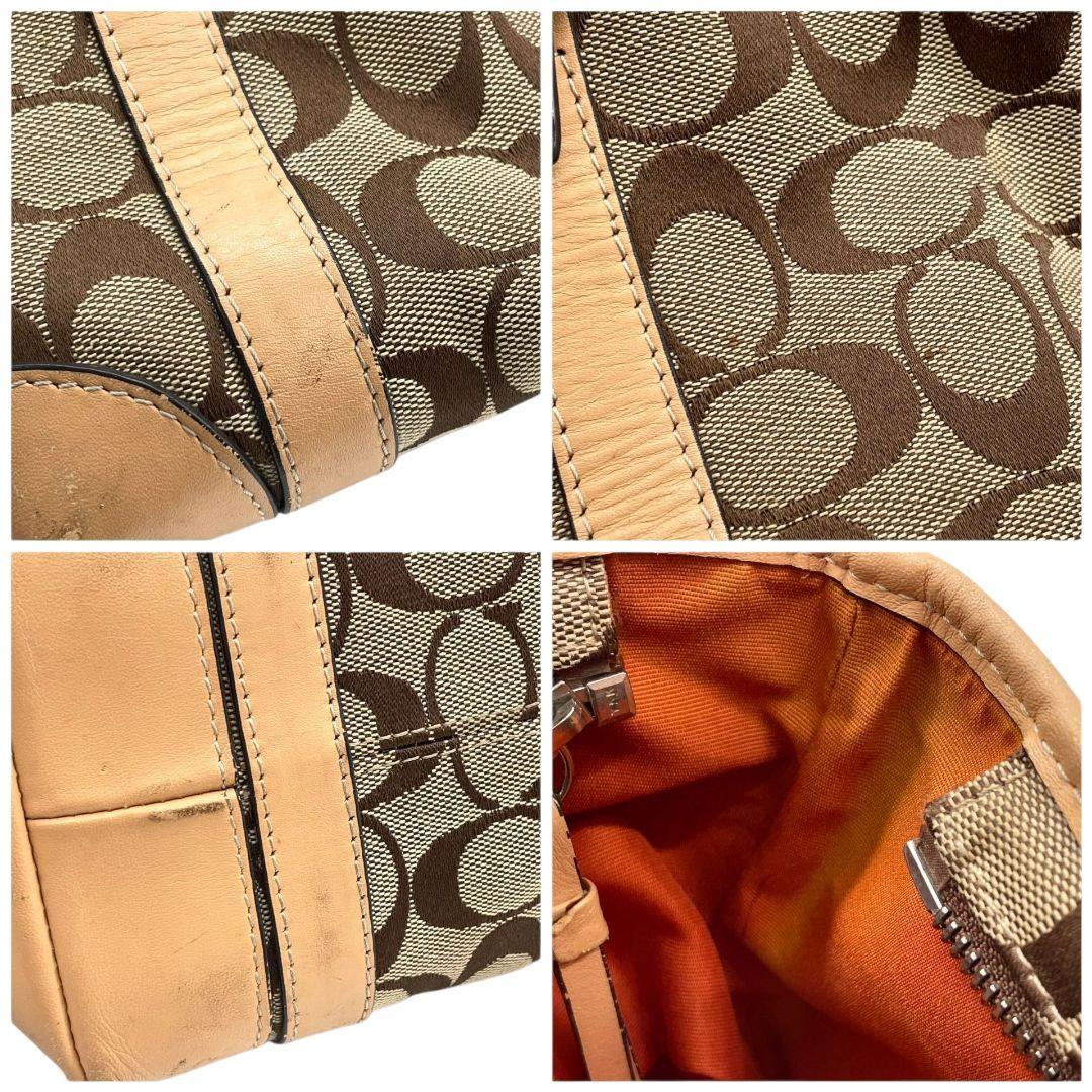 コーチ ハンドバッグ 茶 シグネチャー s6 キャンバス レザー 本革 トートバッグ ブラウン シルバー金具 ロゴタグ COACH 6043