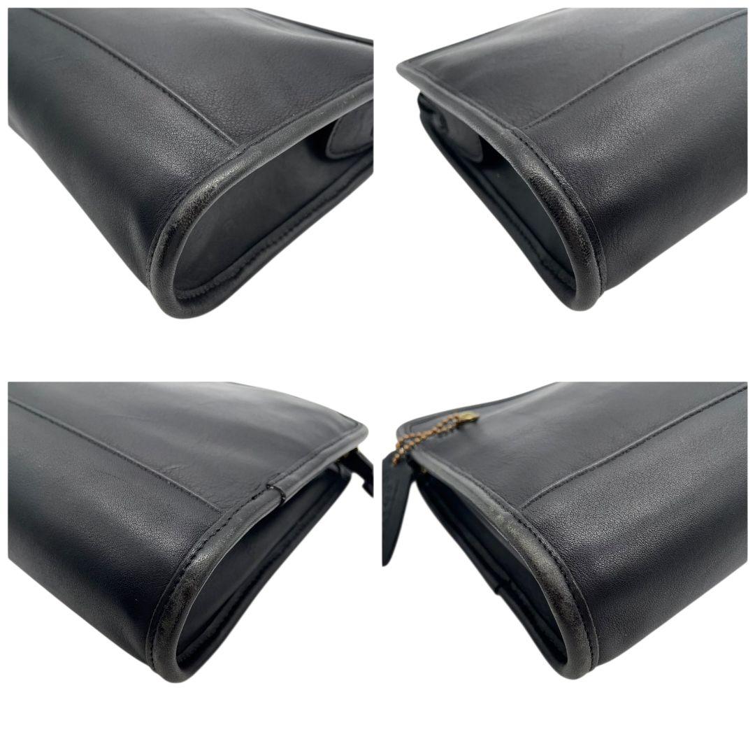 コーチ セカンドバッグ 黒 オールドコーチ クラッチバッグ レザー 本革 ロゴタグ ゴールド金具 COACH 9833 T7 ブラック メンズ レディース ビジネス オシャレ