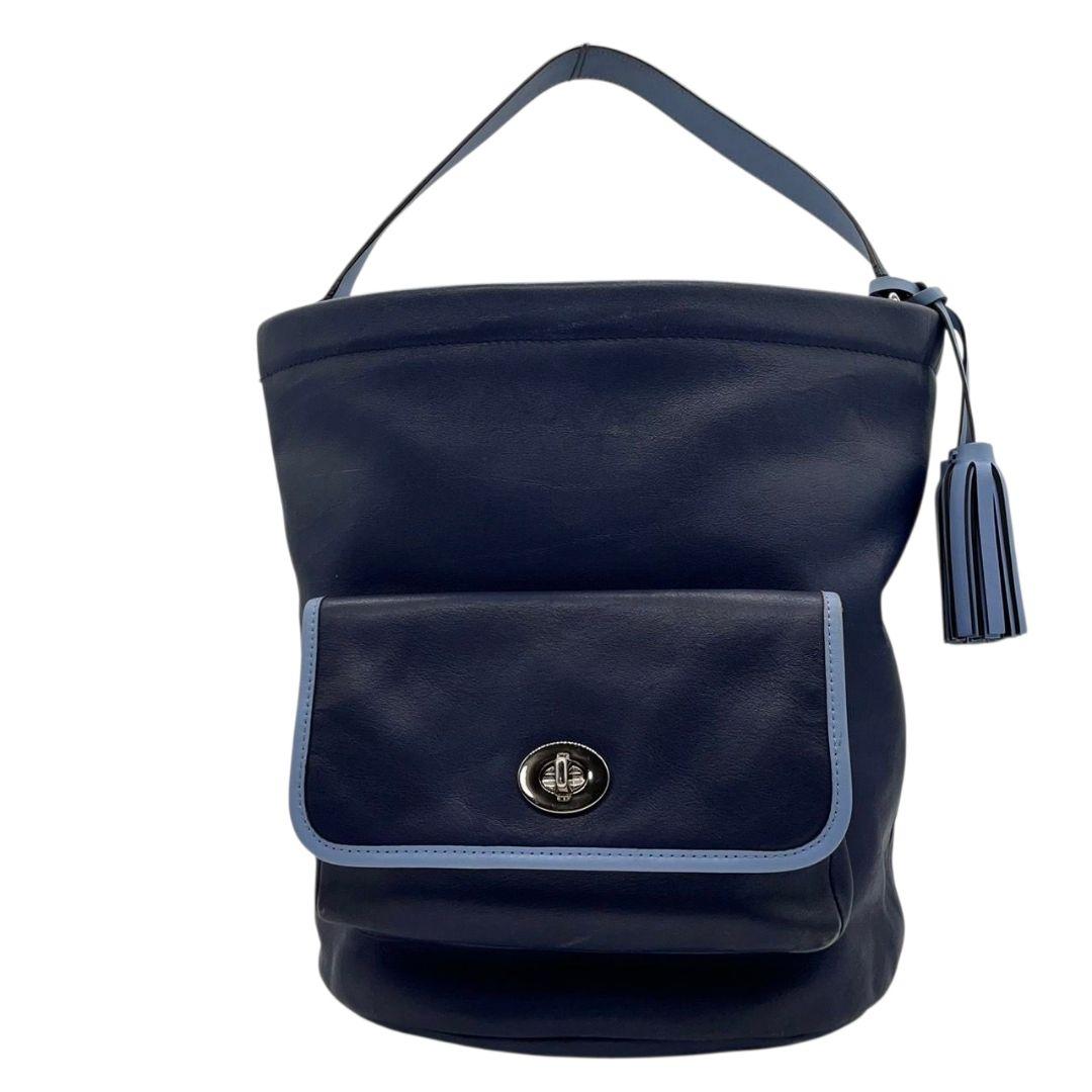 コーチ COACH ハンドバッグ トートバッグ 紺 ネイビー ブルー レザー 本革 ターンロック タッセル ワンショルダー 肩掛け可 チャーム付き シルバー金具 22407 レディース