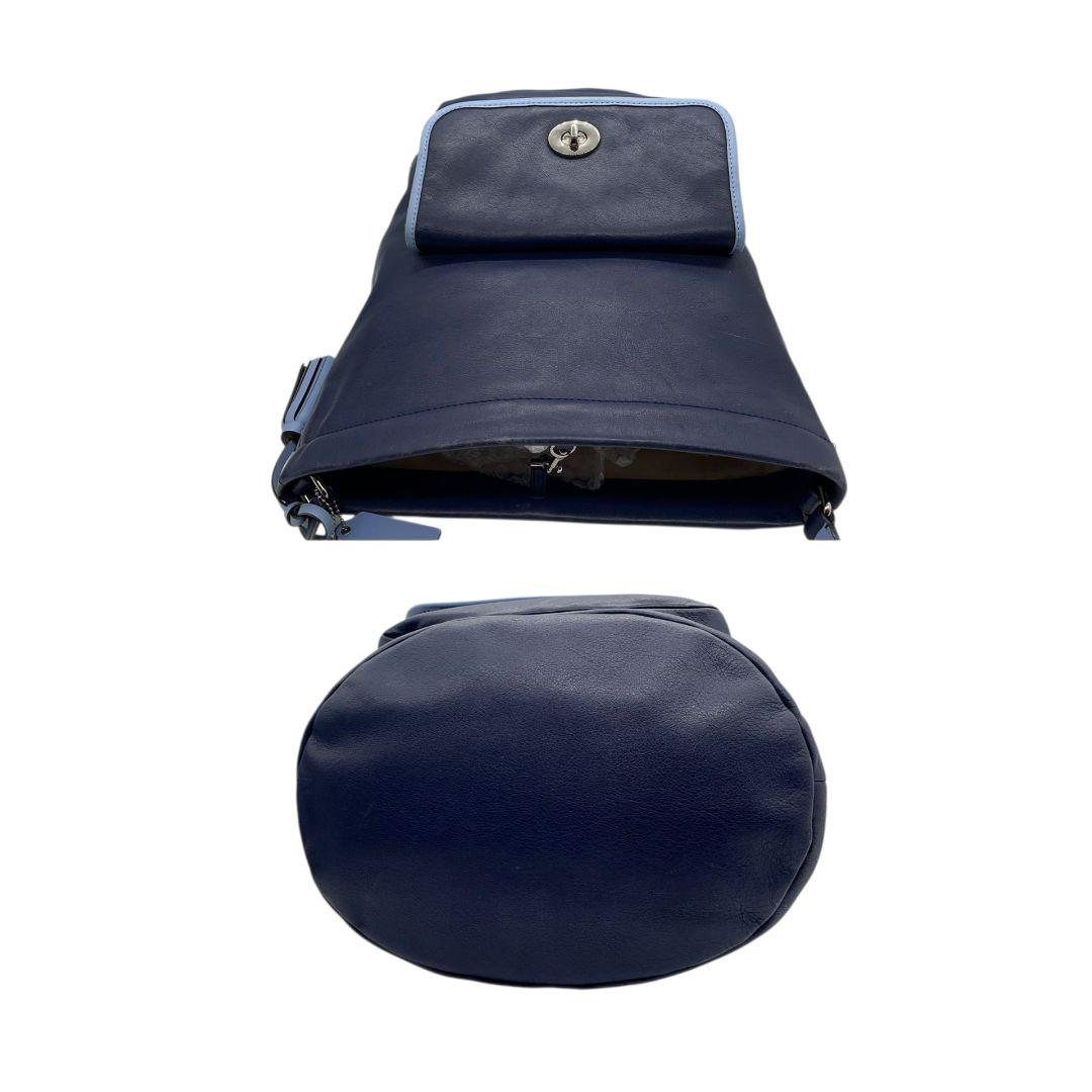 コーチ COACH ハンドバッグ トートバッグ 紺 ネイビー ブルー レザー 本革 ターンロック タッセル ワンショルダー 肩掛け可 チャーム付き シルバー金具 22407 レディース