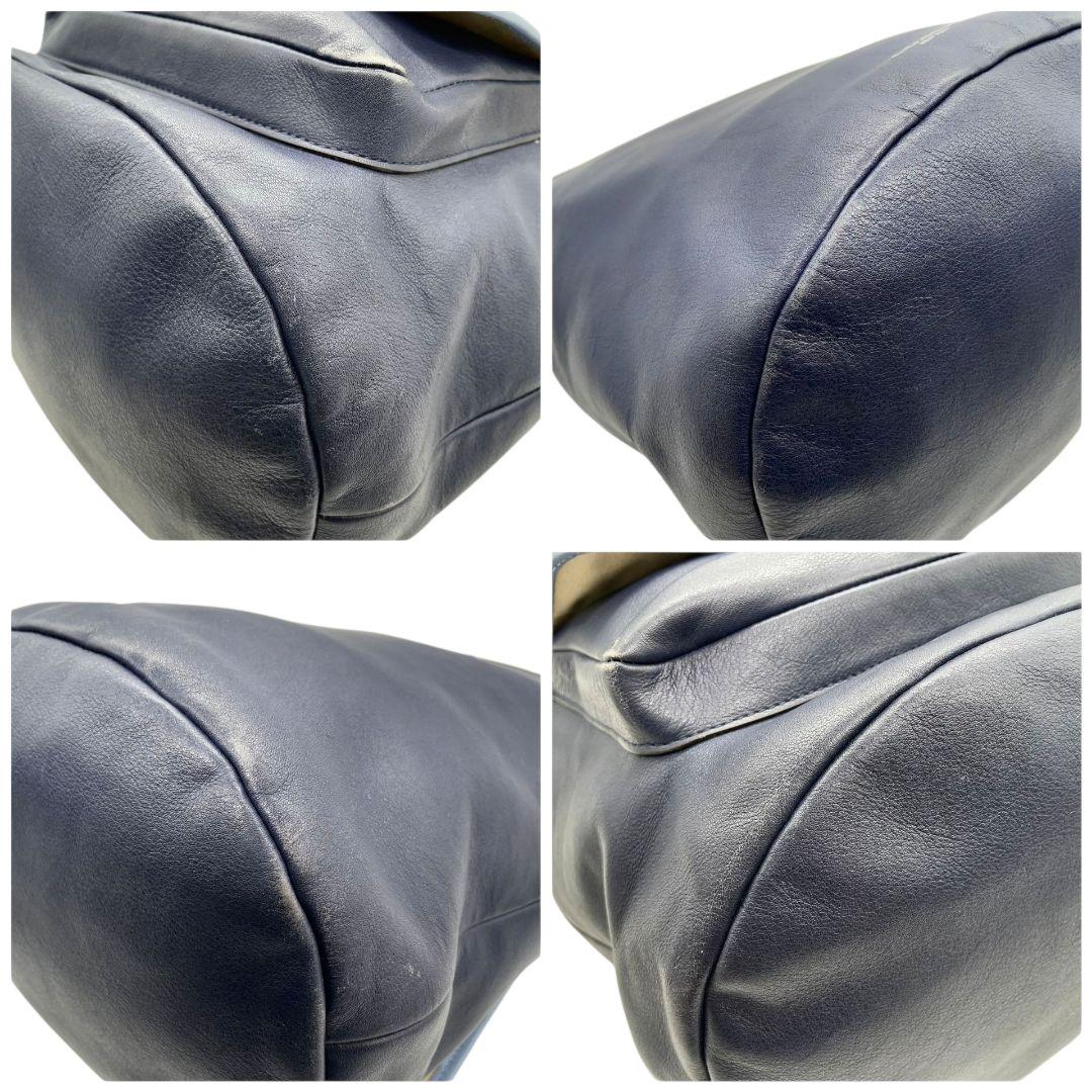 コーチ COACH ハンドバッグ トートバッグ 紺 ネイビー ブルー レザー 本革 ターンロック タッセル ワンショルダー 肩掛け可 チャーム付き シルバー金具 22407 レディース