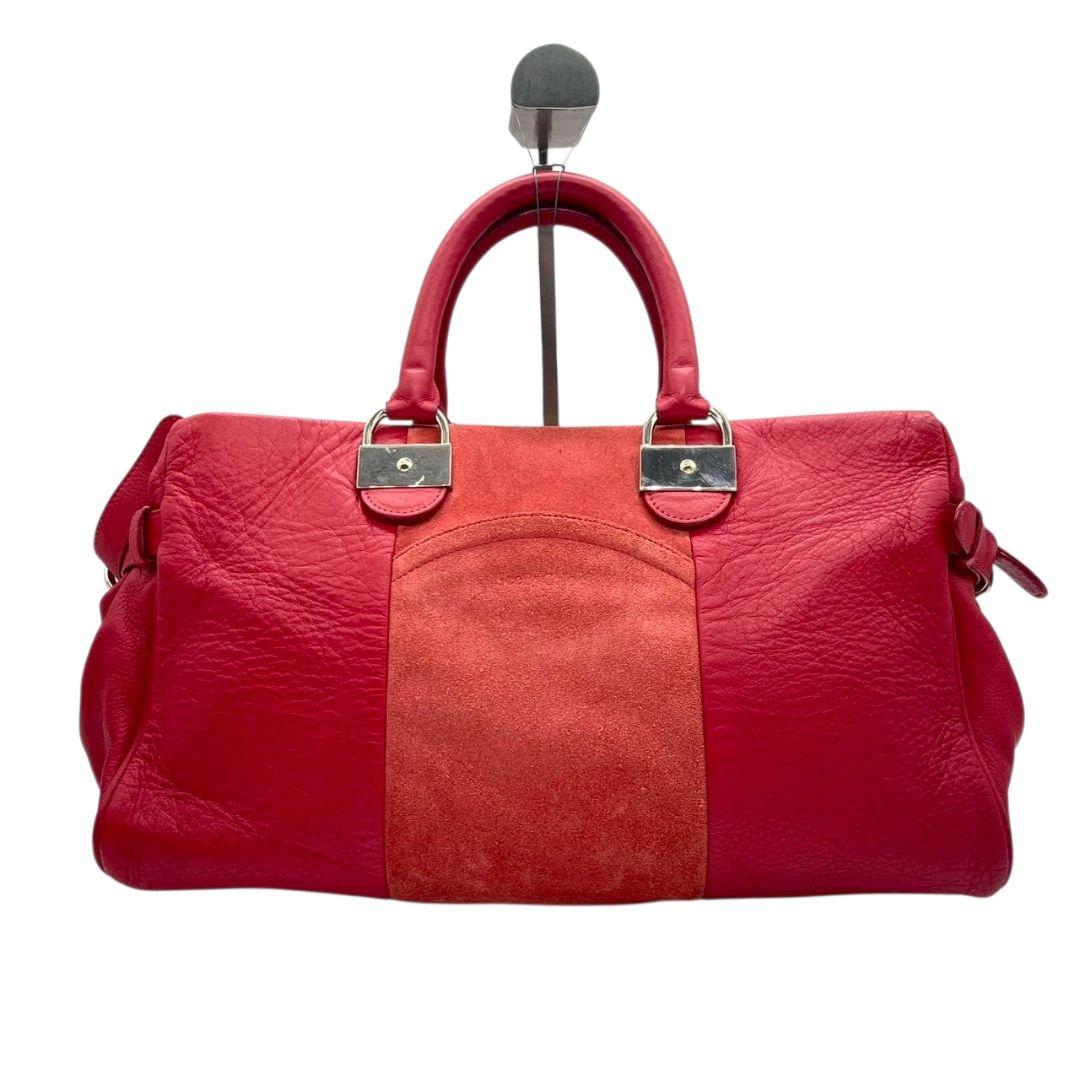 シーバイクロエ　ハンドバッグ　赤　2way　スエード　レザー　自立可　u7　ショルダーバッグ　トートバッグ　ボストンバッグ　本革　レッド　シルバー金具　SeeByChloe　カード付き