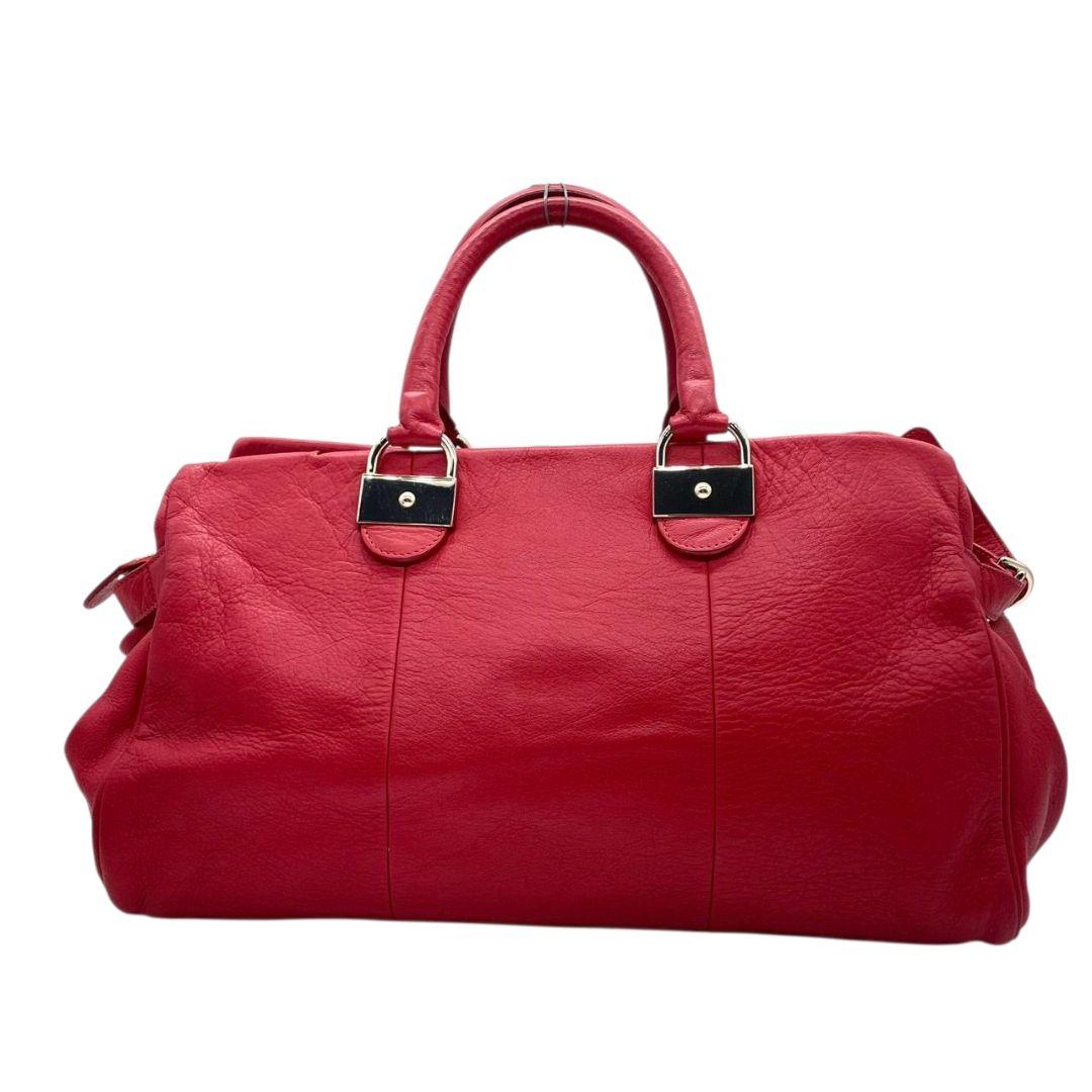 シーバイクロエ　ハンドバッグ　赤　2way　スエード　レザー　自立可　u7　ショルダーバッグ　トートバッグ　ボストンバッグ　本革　レッド　シルバー金具　SeeByChloe　カード付き