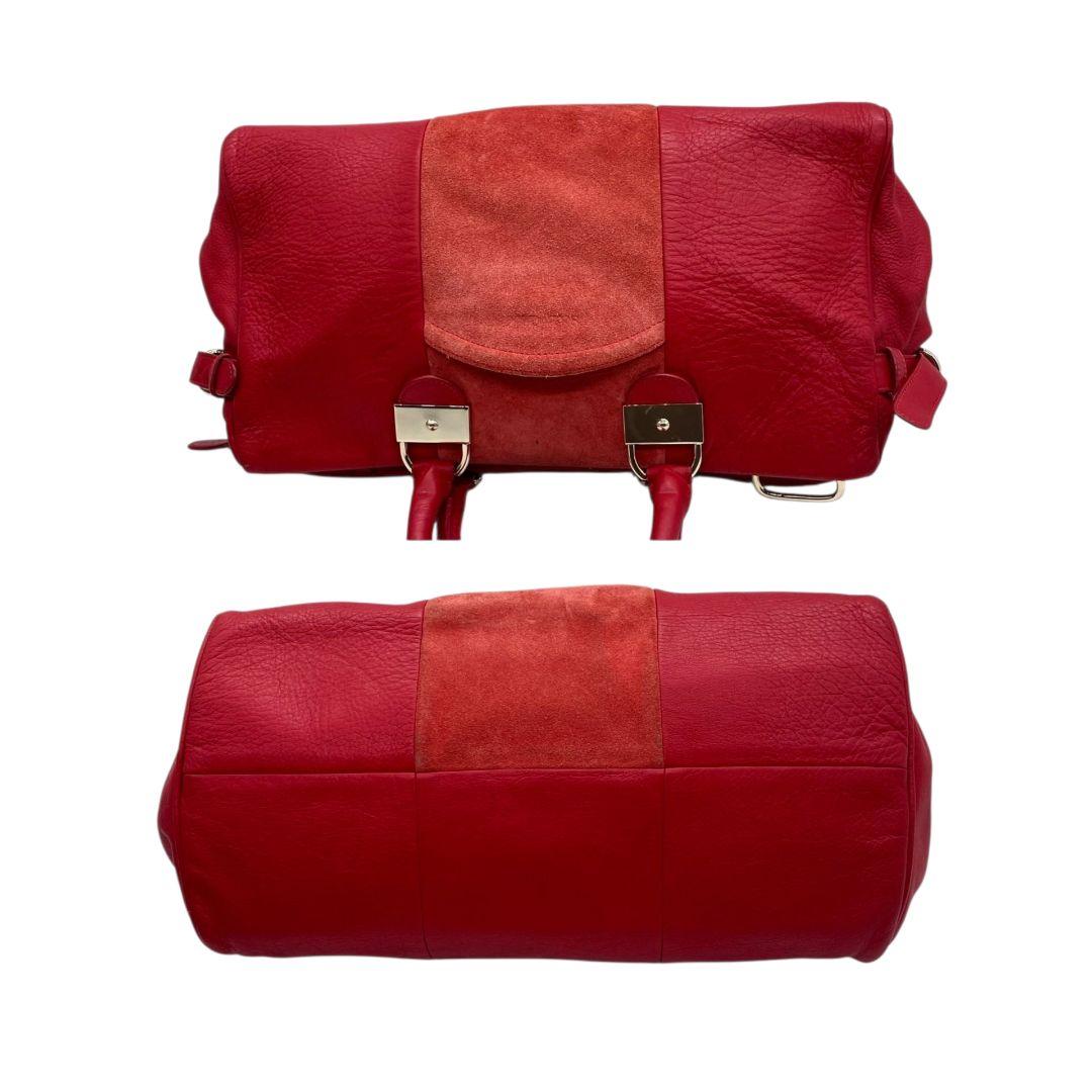 シーバイクロエ　ハンドバッグ　赤　2way　スエード　レザー　自立可　u7　ショルダーバッグ　トートバッグ　ボストンバッグ　本革　レッド　シルバー金具　SeeByChloe　カード付き