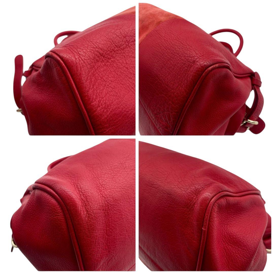 シーバイクロエ　ハンドバッグ　赤　2way　スエード　レザー　自立可　u7　ショルダーバッグ　トートバッグ　ボストンバッグ　本革　レッド　シルバー金具　SeeByChloe　カード付き