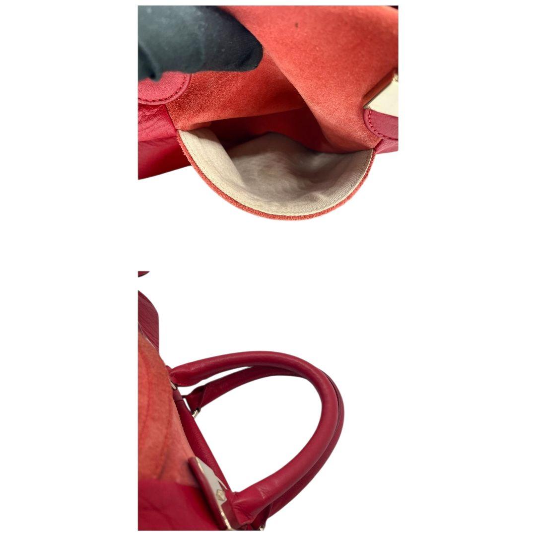 シーバイクロエ　ハンドバッグ　赤　2way　スエード　レザー　自立可　u7　ショルダーバッグ　トートバッグ　ボストンバッグ　本革　レッド　シルバー金具　SeeByChloe　カード付き