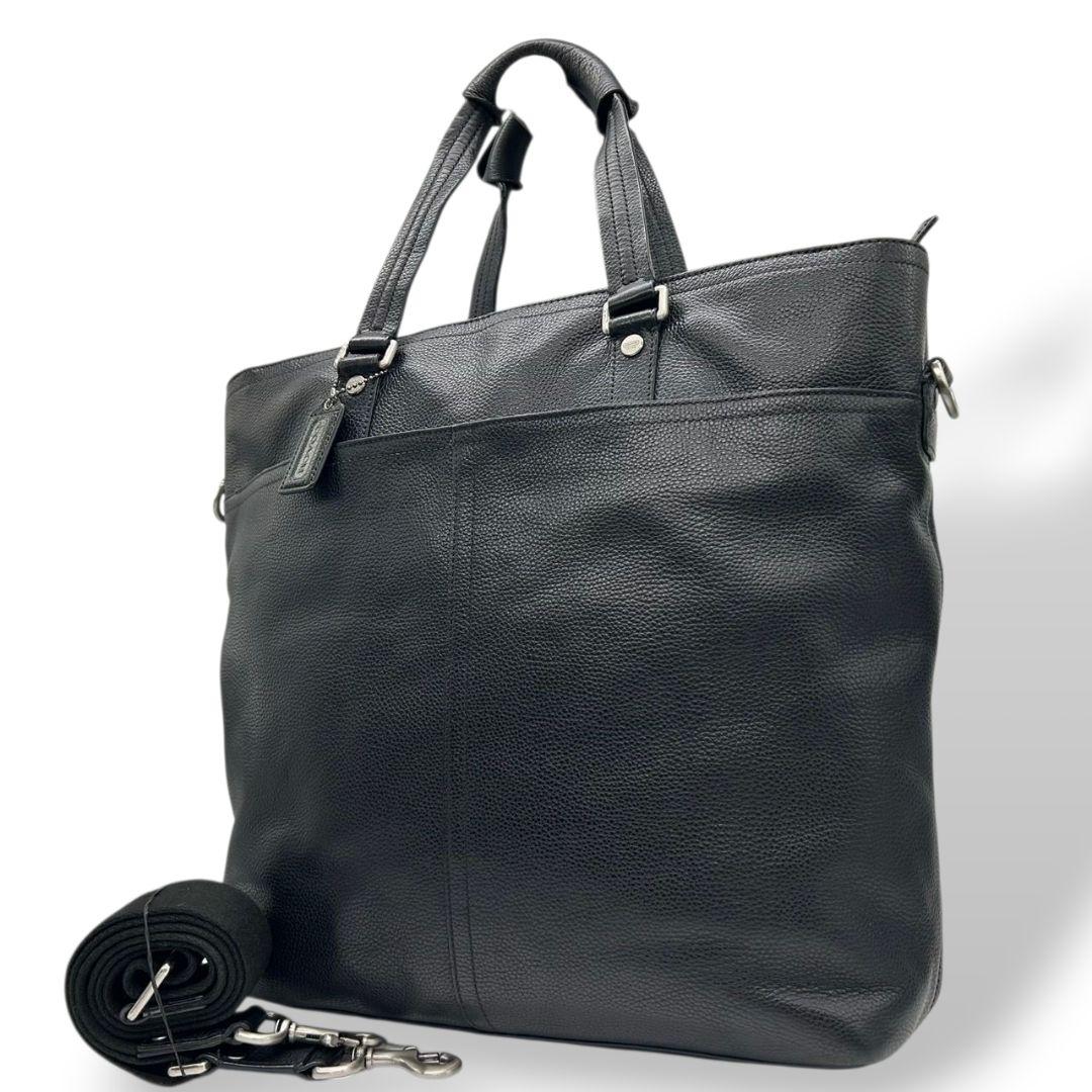 コーチ トートバッグ 黒 ブラック トランスアトランティック 2way A4収納 ビジネスバッグ ショルダーバッグ ハンドバッグ レザー 本革 シルバー金具 ロゴタグ F77181 COACH