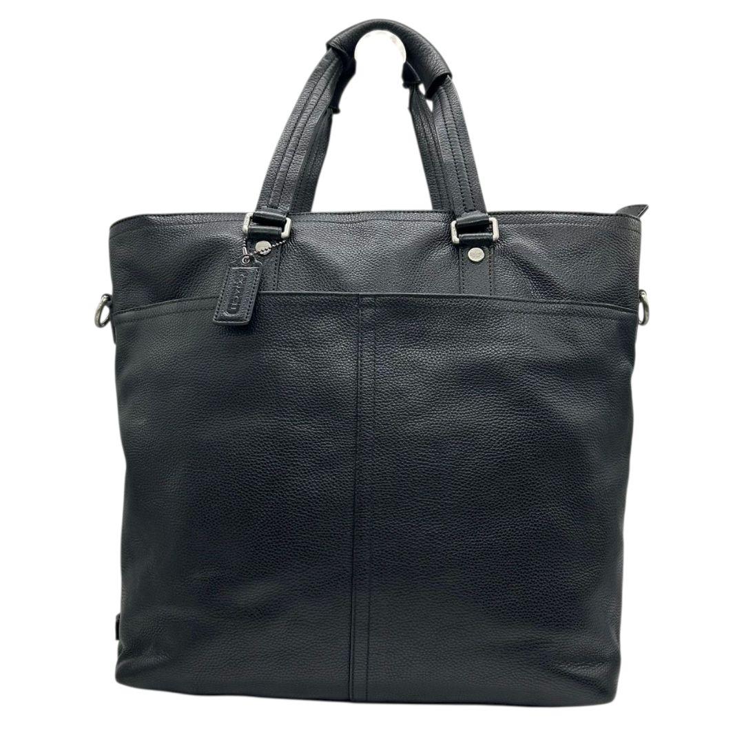 コーチ トートバッグ 黒 ブラック トランスアトランティック 2way A4収納 ビジネスバッグ ショルダーバッグ ハンドバッグ レザー 本革 シルバー金具 ロゴタグ F77181 COACH