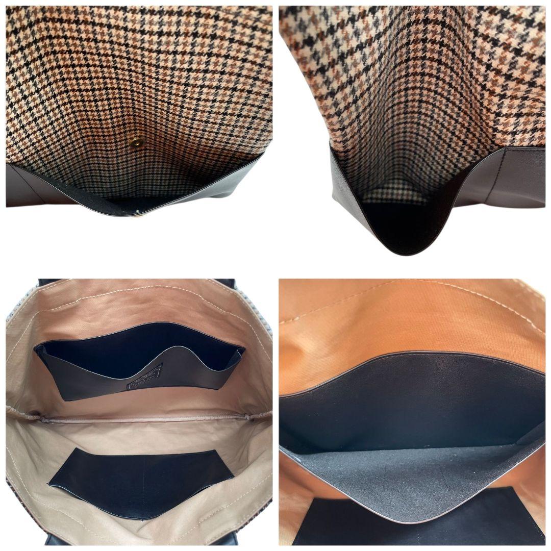 美品 セブンテン トートバッグ 千鳥格子 馬柄 ブラウン ブラック ベージュ マルチカラー ハンドバッグ レザー 本革