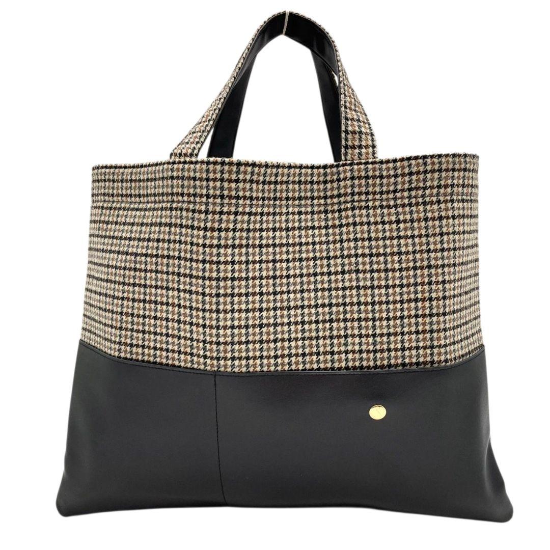 美品 セブンテン トートバッグ 千鳥格子 馬柄 ブラウン ブラック ベージュ マルチカラー ハンドバッグ レザー 本革