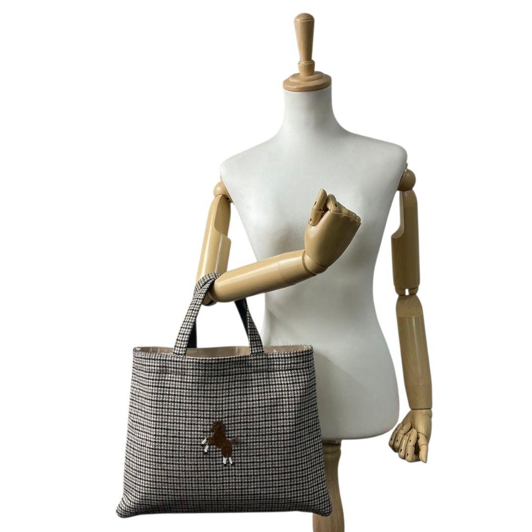 美品 セブンテン トートバッグ 千鳥格子 馬柄 ブラウン ブラック ベージュ マルチカラー ハンドバッグ レザー 本革