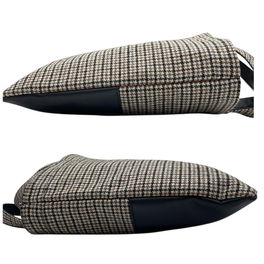 美品 セブンテン トートバッグ 千鳥格子 馬柄 ブラウン ブラック ベージュ マルチカラー ハンドバッグ レザー 本革