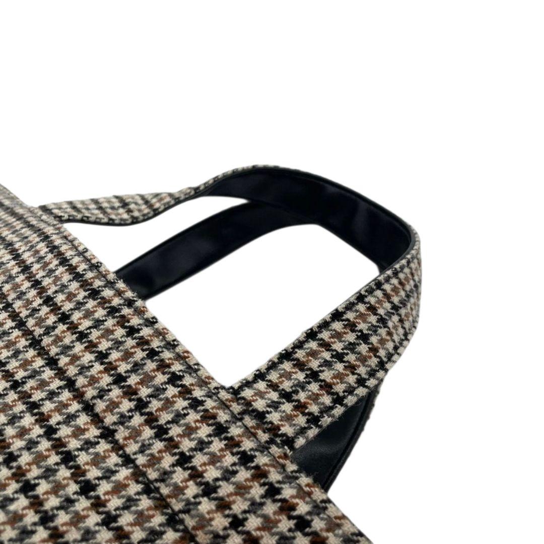 美品 セブンテン トートバッグ 千鳥格子 馬柄 ブラウン ブラック ベージュ マルチカラー ハンドバッグ レザー 本革