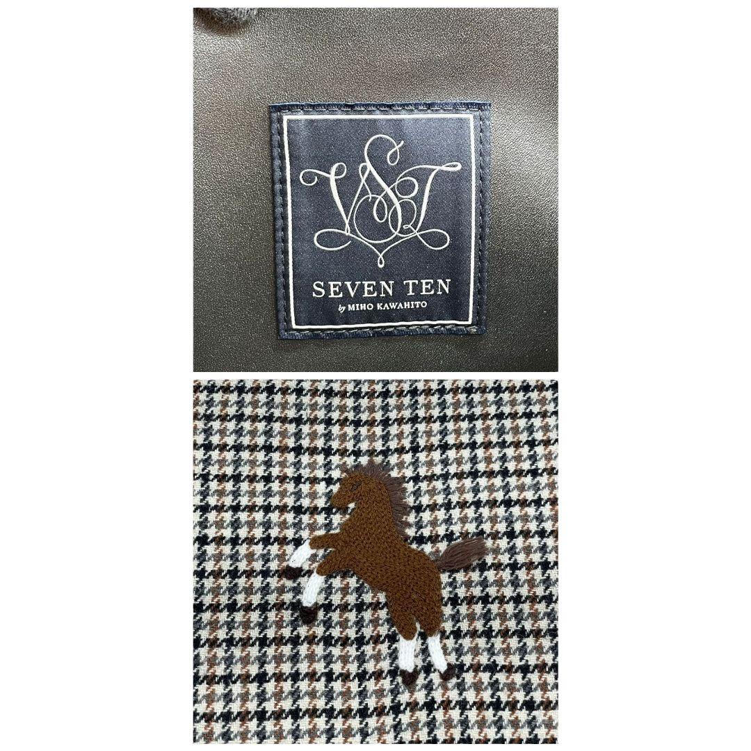 美品 セブンテン トートバッグ 千鳥格子 馬柄 ブラウン ブラック ベージュ マルチカラー ハンドバッグ レザー 本革