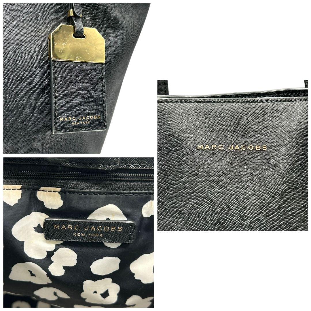 マークジェイコブス トートバッグ 黒 ブラック ワンショルダー A4収納可 PVC 自立可 肩掛け可 ハンドバッグ ゴールド金具 ロゴプレート ロゴタグ MARC JACOBS 通勤 通学