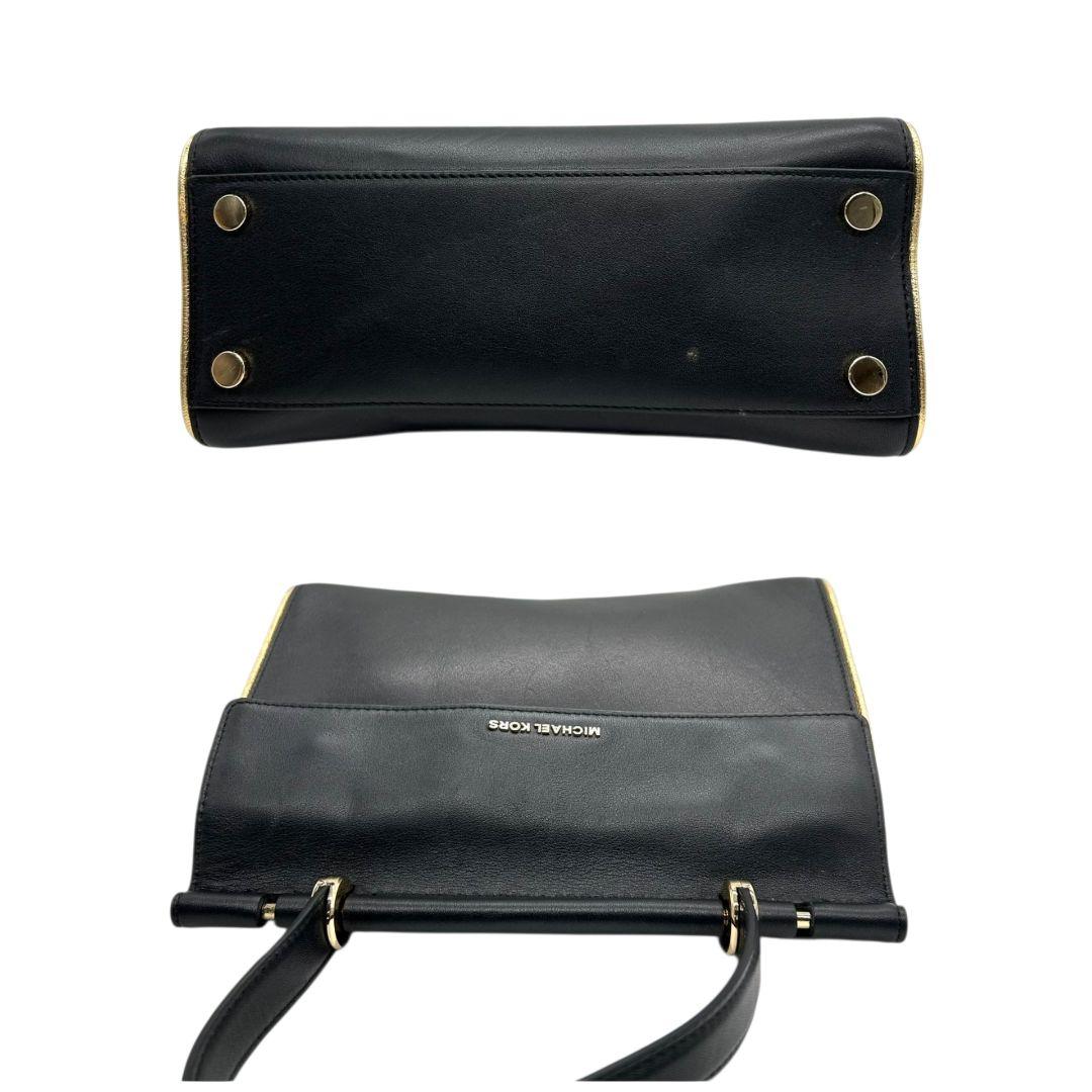 マイケルコース ハンドバッグ 黒 ブラック フラップ 2way トートバッグ ショルダーバッグ 斜め掛け可 レザー 本革 ゴールド金具 ロゴ s15 MICHAEL KORS