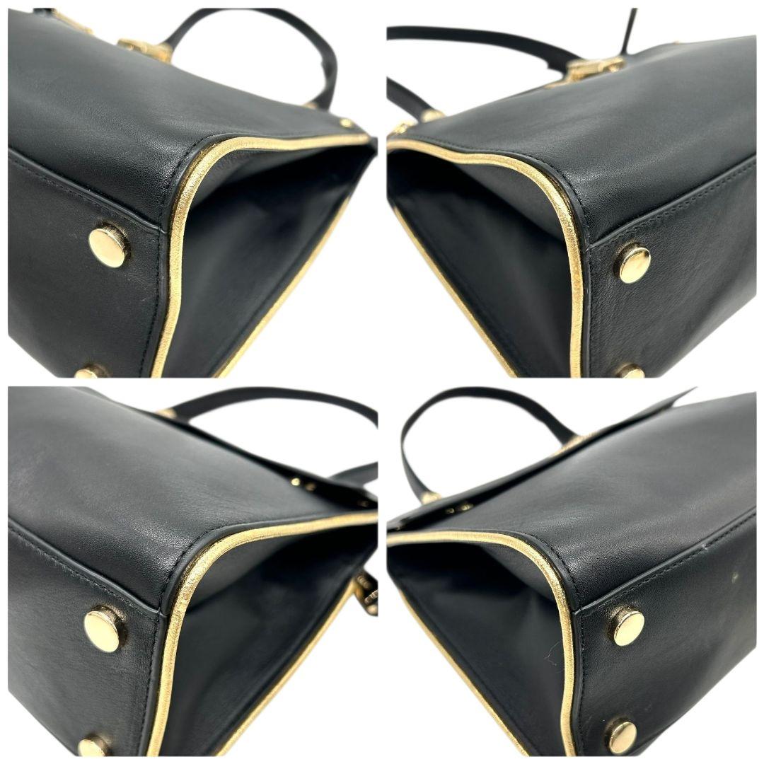 マイケルコース ハンドバッグ 黒 ブラック フラップ 2way トートバッグ ショルダーバッグ 斜め掛け可 レザー 本革 ゴールド金具 ロゴ s15 MICHAEL KORS