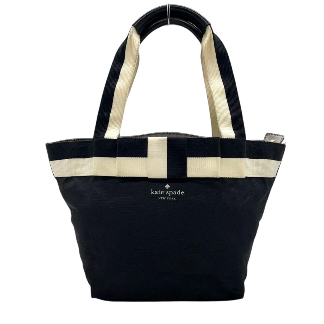 ケイトスペード　ハンドバッグ　黒　リボン　ナイロン　ロゴ　ワンショルダー　T4　トートバッグ　kate spade　肩掛け可　肩かけ可　ブラック　ホワイト
