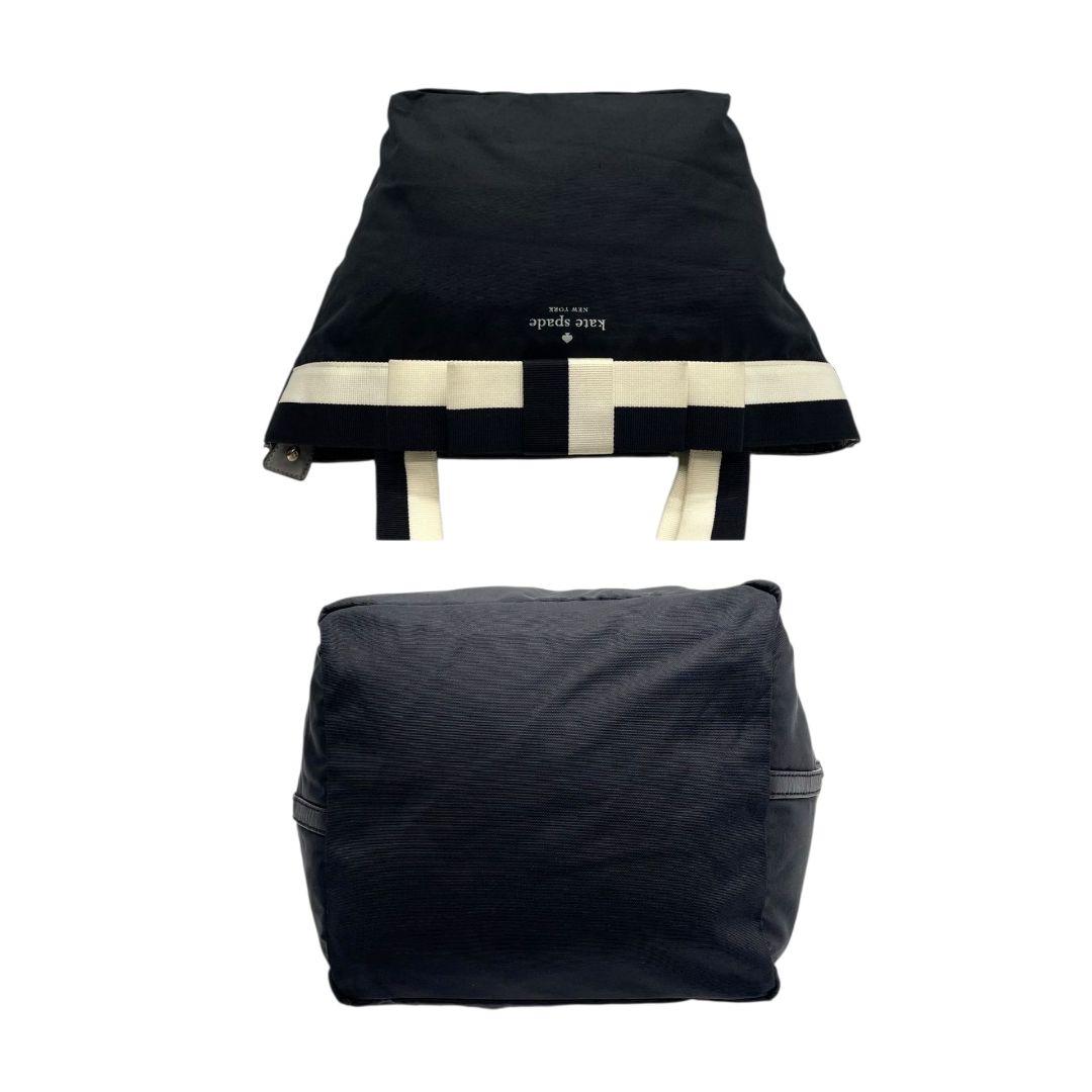 ケイトスペード　ハンドバッグ　黒　リボン　ナイロン　ロゴ　ワンショルダー　T4　トートバッグ　kate spade　肩掛け可　肩かけ可　ブラック　ホワイト