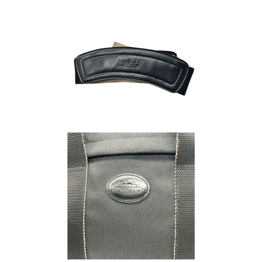 ロンシャン　ビジネスバッグ　黒　A4収納　2way　斜め掛け可　ナイロン　x　トートバッグ　ハンドバッグ　ショルダーバッグ　ブラック　自立可　シルバー金具　ロゴ　LONGCHAMP