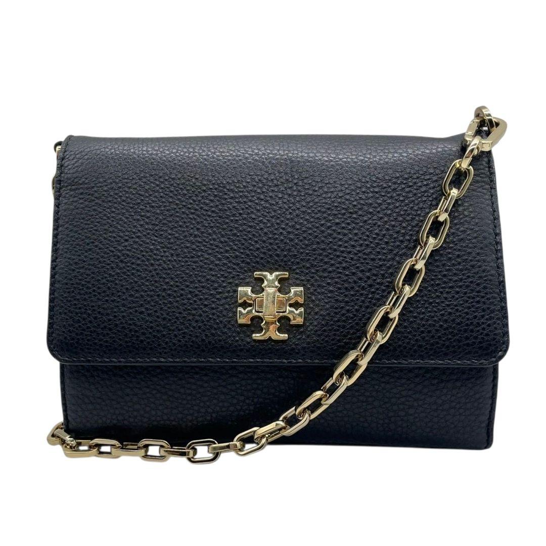 トリーバーチ ショルダーバッグ 黒 ロゴ フラップ レザー チェーン s5 本革 斜め掛け可 ブラック ゴールド金具 TORY BURCH オシャレ