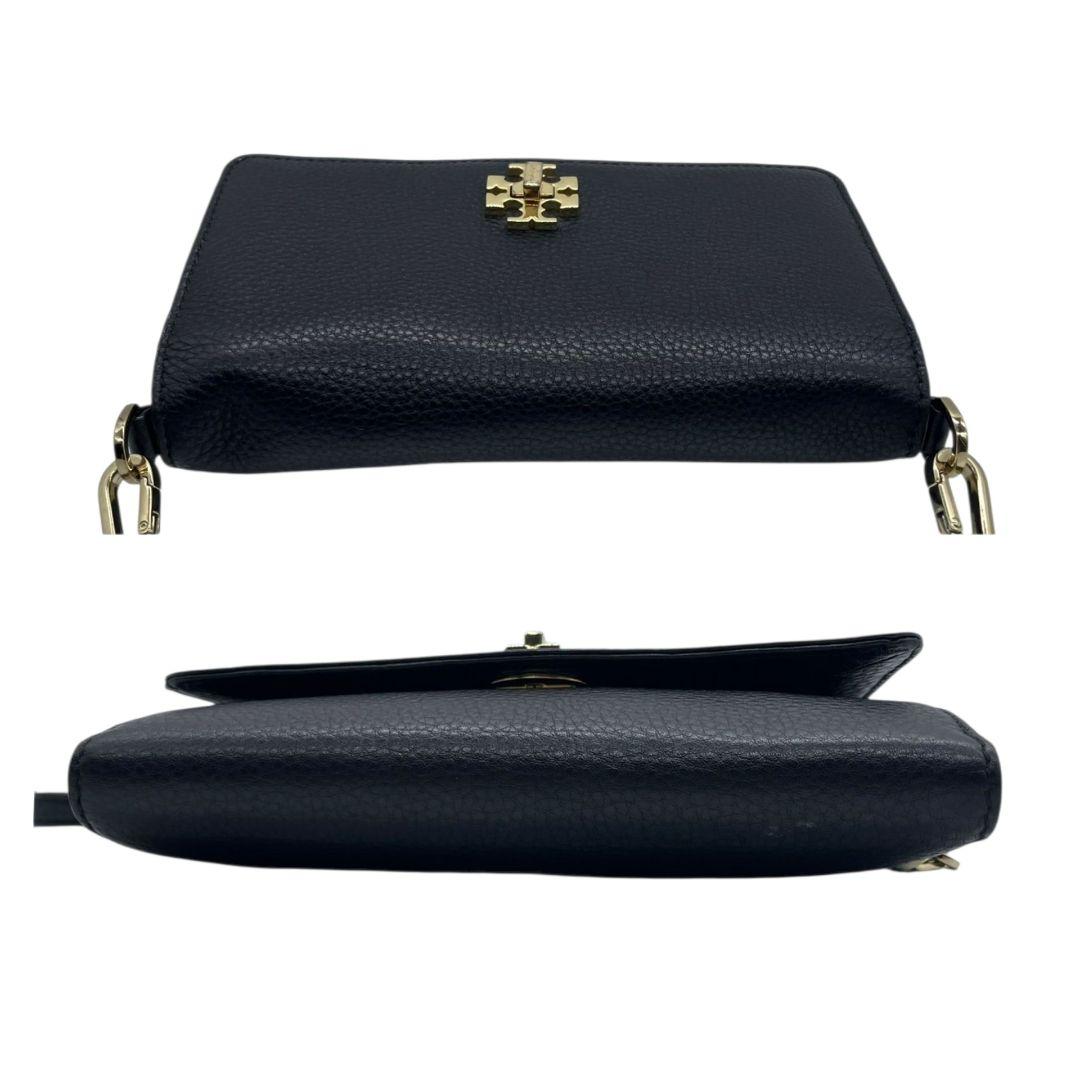 トリーバーチ ショルダーバッグ 黒 ロゴ フラップ レザー チェーン s5 本革 斜め掛け可 ブラック ゴールド金具 TORY BURCH オシャレ