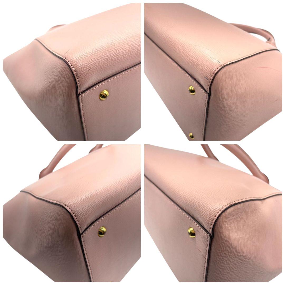 LAUREN RALPH LAUREN ローレンラルフローレン ハンドバッグ トート ショルダー 2way 斜め掛け可 A4収納 ピンク レザー 本革 ロゴ チャーム付き ゴールド金具 s5