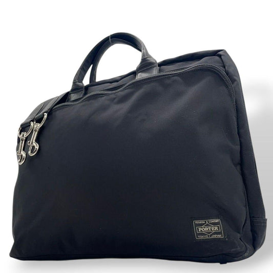ポーター ビジネスバッグ 黒 ブラック A4収納 2way ナイロン レザー 本革 トートバッグ ハンドバッグ ショルダーバッグ 斜め掛け可 シルバー金具 ロゴタグ 吉田カバン s37