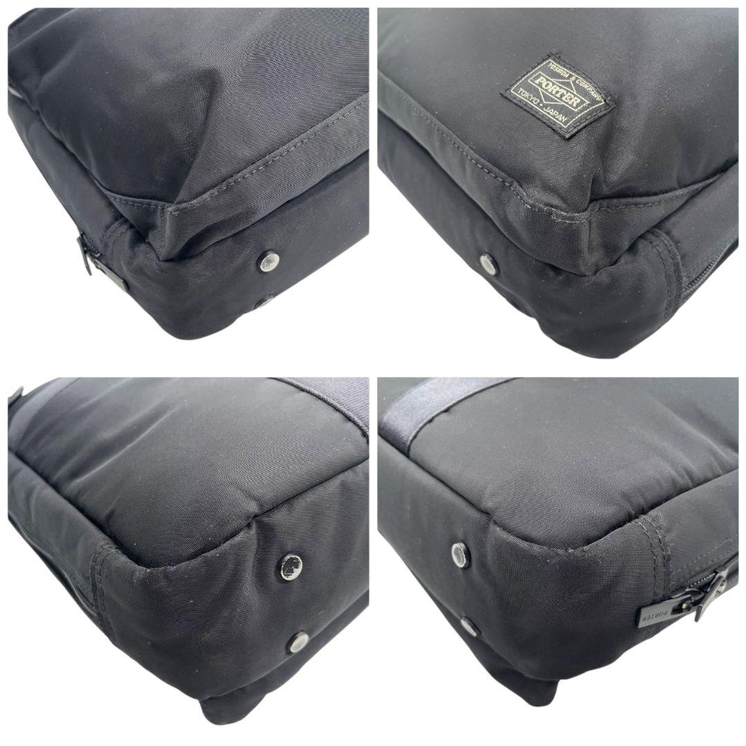 ポーター ビジネスバッグ 黒 ブラック A4収納 2way ナイロン レザー 本革 トートバッグ ハンドバッグ ショルダーバッグ 斜め掛け可 シルバー金具 ロゴタグ 吉田カバン s37