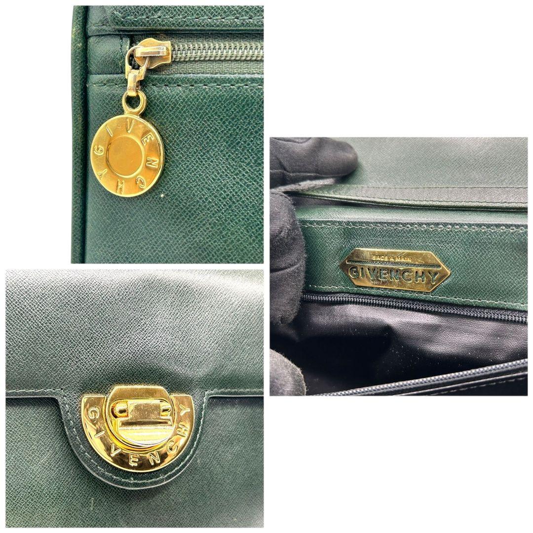 GIVENCHY ジバンシィ ショルダーバッグ グリーン 緑 フラップ ロゴ 自立可 PVC 斜め掛け可 ゴールド金具 ロゴプレート E5 上品 コンパクト バッグ