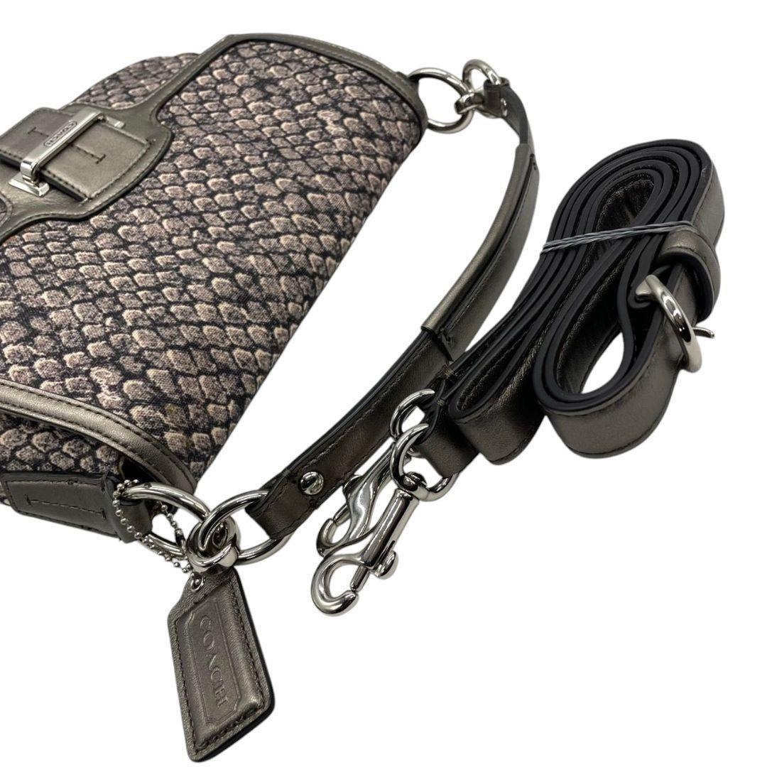 コーチ ハンドバッグ 2way グレー 銀 ペネロピ 型押しレザー フラップ キャンバス 本革 トートバッグ ショルダーバッグ 斜め掛け可 COACH F26036 u13