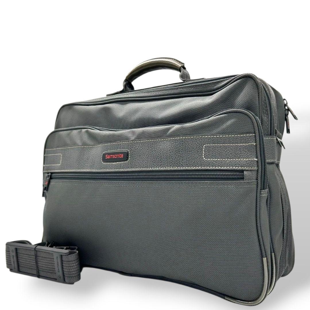 サムソナイト ビジネスバッグ グレー 2way A4収納 自立可 キャンバス トートバッグ ショルダーバッグ 斜め掛け可 ハンドバッグ Samsonite
