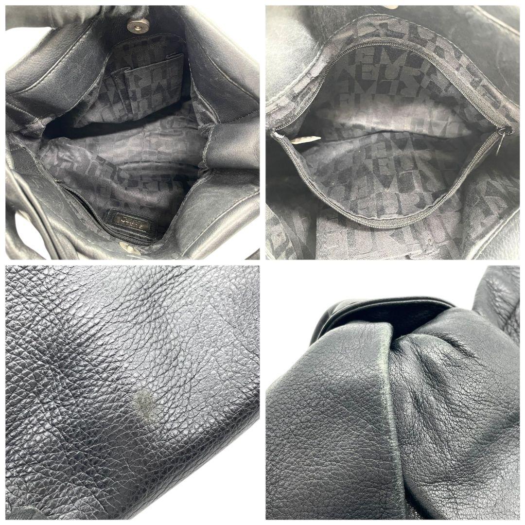 フルラ ハンドバッグ 黒 リボン ワンショルダー ホーボー FURLA s95 トートバッグ レザー 本革 肩掛け可 肩かけ可 シルバー金具 ロゴプレート チャーム付き ブラック