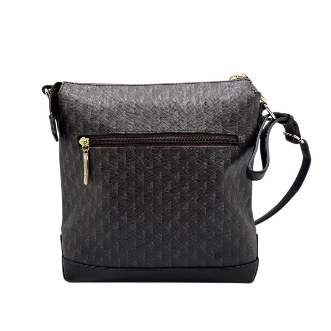 美品 パトリックコックス ショルダーバッグ 茶 総柄 斜め掛け可 レザー u14 本革 ゴールド金具 ロゴ ブラウン PATRICK COX