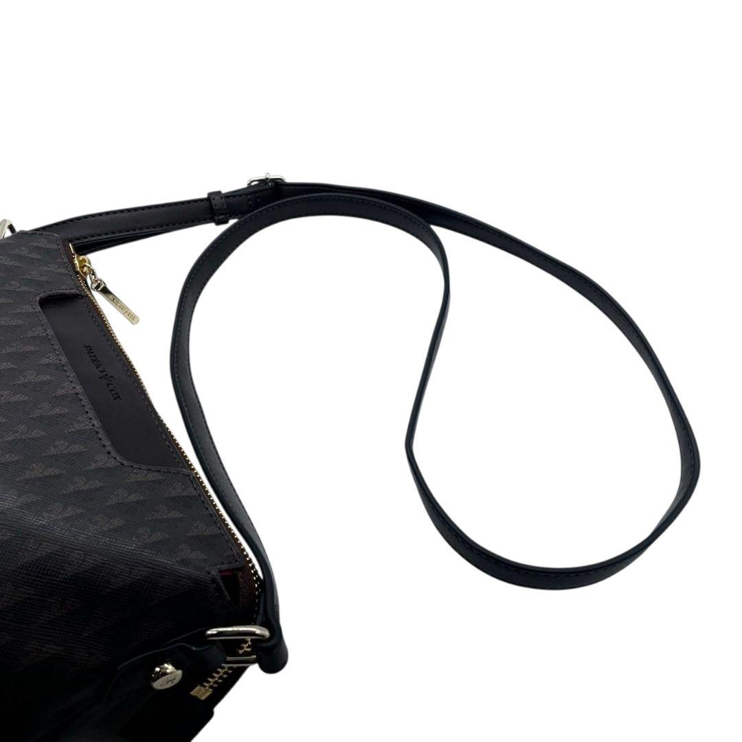 美品 パトリックコックス ショルダーバッグ 茶 総柄 斜め掛け可 レザー u14 本革 ゴールド金具 ロゴ ブラウン PATRICK COX