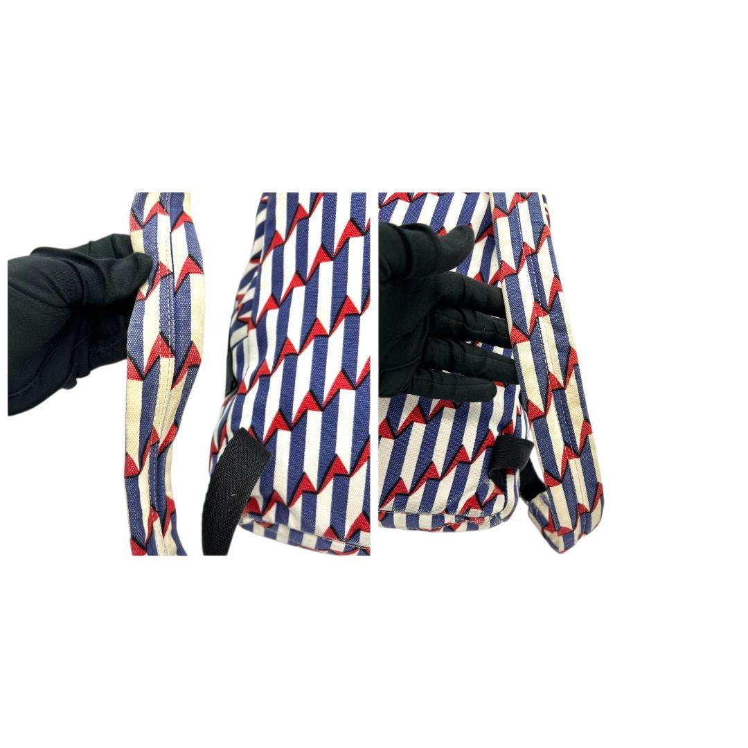 マークジェイコブス バックパック 総柄 ストライプ マルチカラー キャンバス レザー 本革 リュック ロゴプレート シルバー金具 おしゃれ E2 MARC JACOBS