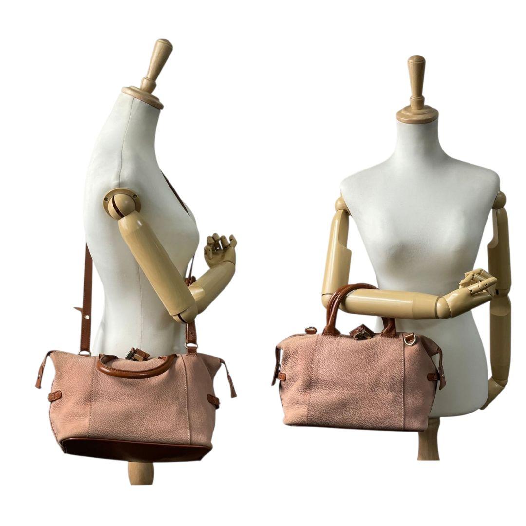 シーバイクロエ ハンドバッグ ピンク ブラウン バイカラー 2way トートバッグ ショルダーバッグ ボストンバッグ 斜め掛け可 レザー 本革 ゴールド金具 s22 SeeByChloe