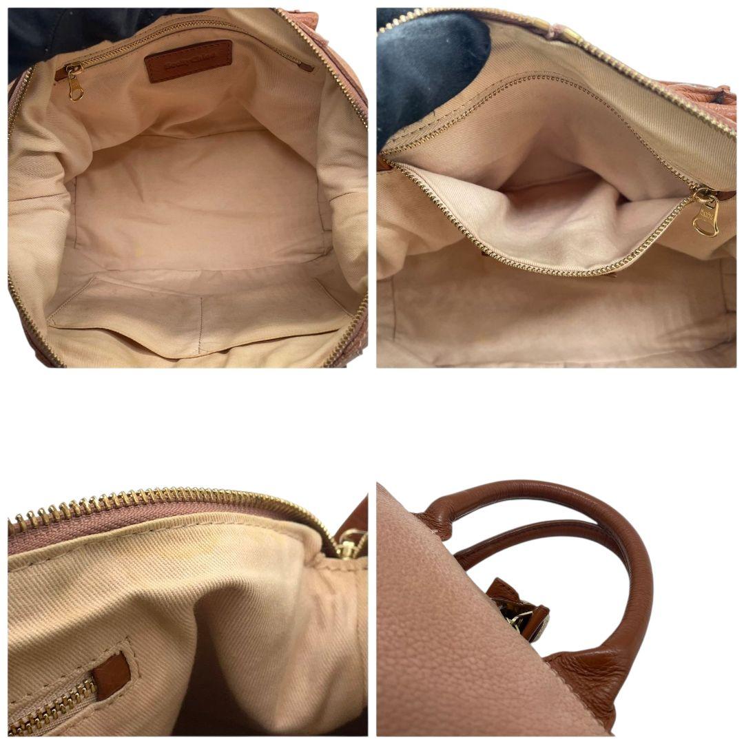 シーバイクロエ ハンドバッグ ピンク ブラウン バイカラー 2way トートバッグ ショルダーバッグ ボストンバッグ 斜め掛け可 レザー 本革 ゴールド金具 s22 SeeByChloe