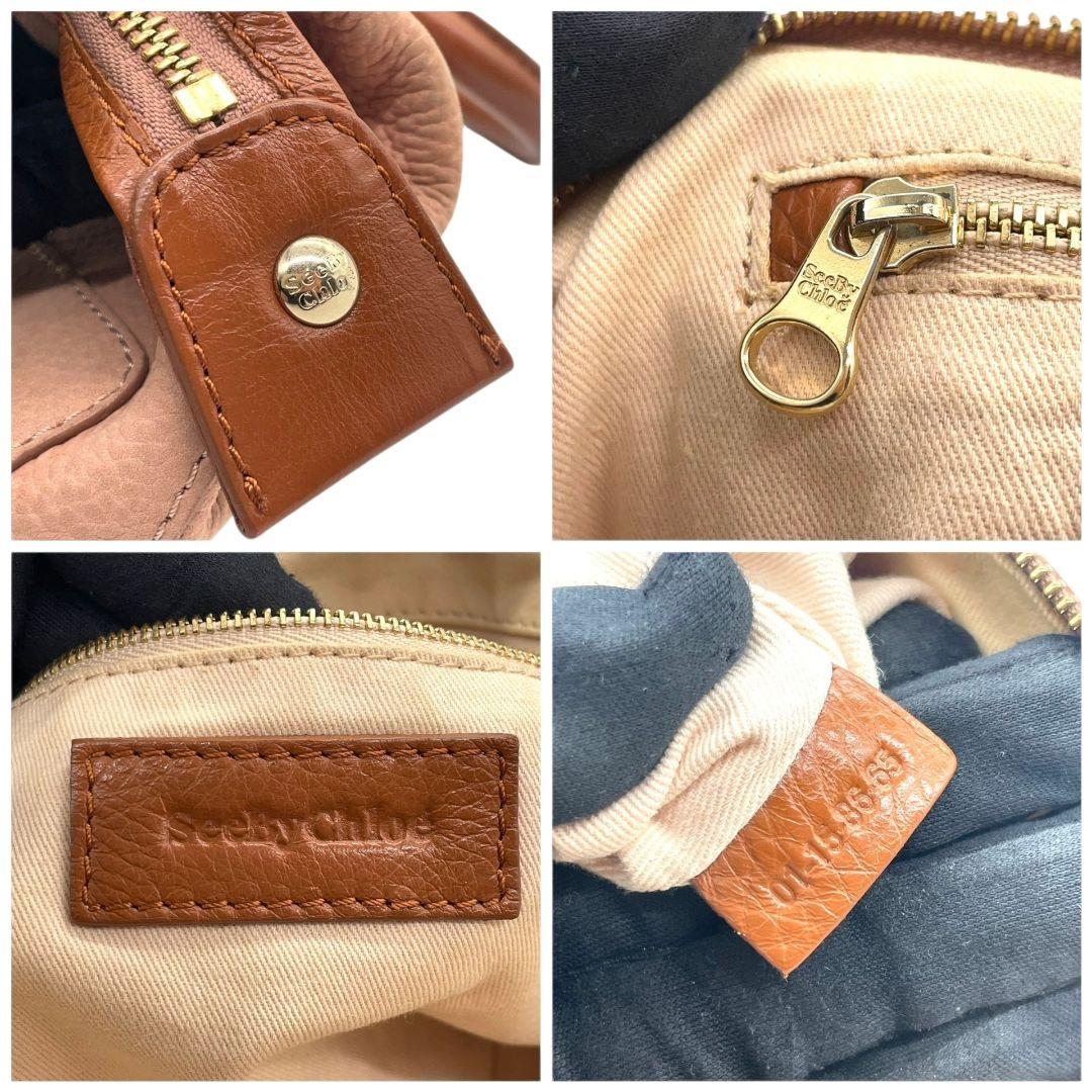 シーバイクロエ ハンドバッグ ピンク ブラウン バイカラー 2way トートバッグ ショルダーバッグ ボストンバッグ 斜め掛け可 レザー 本革 ゴールド金具 s22 SeeByChloe