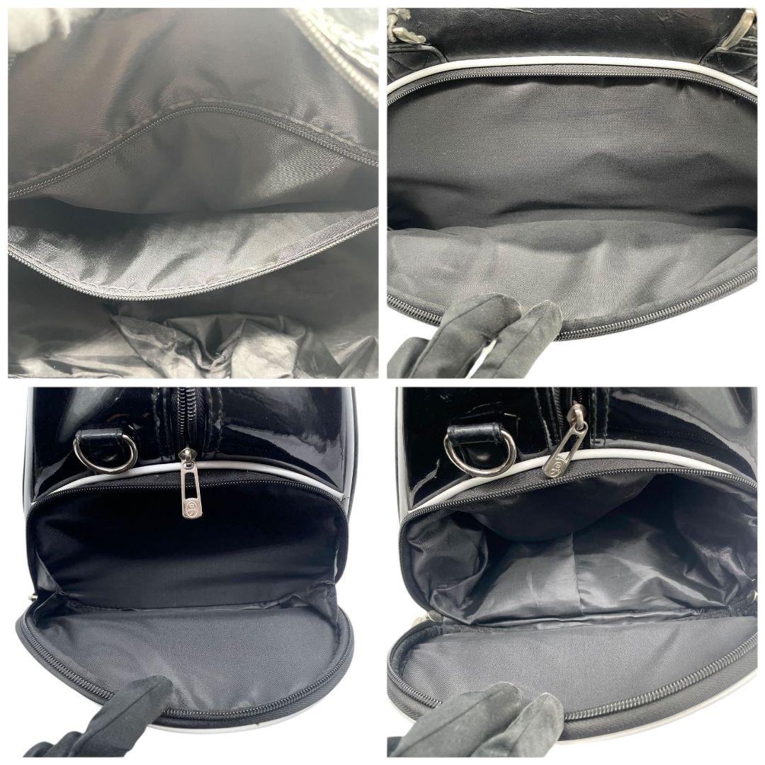 CASTELBAJAC カステルバジャック ボストンバッグ ブラック 総柄 デカロゴ 2way 斜め掛け可 ショルダー トート ハンドバッグ レザー 本革 シリコン A4収納 シルバー金具 X