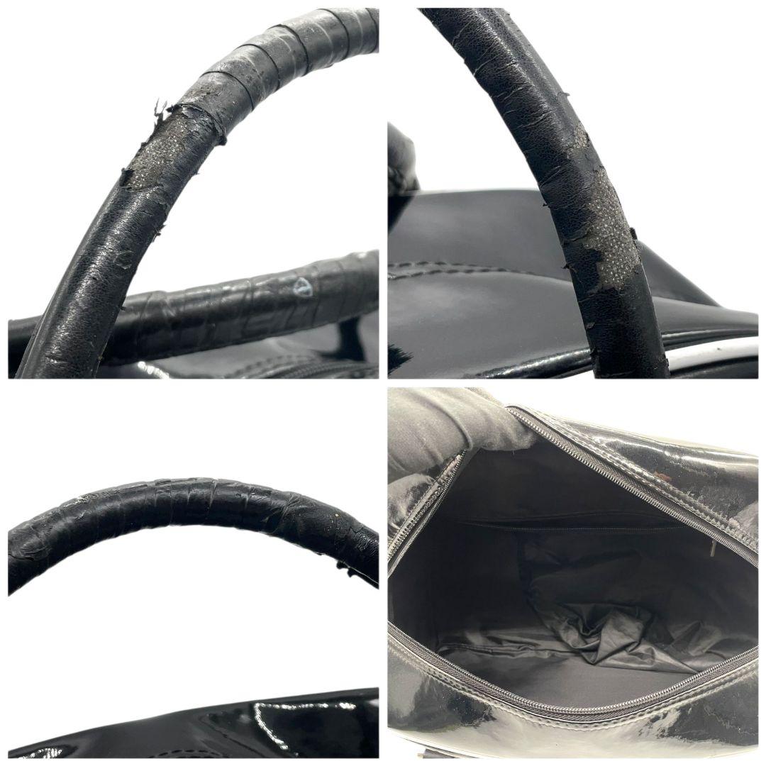 CASTELBAJAC カステルバジャック ボストンバッグ ブラック 総柄 デカロゴ 2way 斜め掛け可 ショルダー トート ハンドバッグ レザー 本革 シリコン A4収納 シルバー金具 X