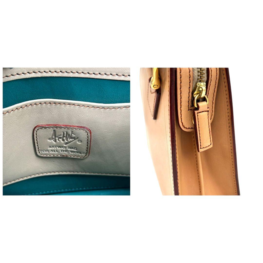 アートウェイ クラッチバッグ 茶 自立可 ARTWAY レザー s20 本革 ブラウン ベージュ ゴールド金具