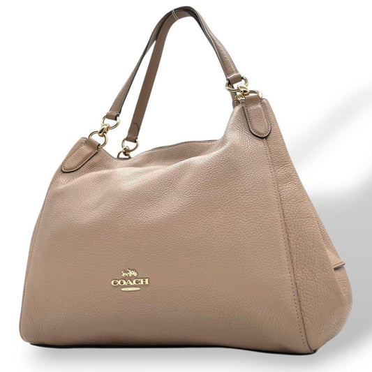 コーチ　トートバッグ　ベージュ　ワンショルダー　レザー　本革　A4収納　s8　ハンドバッグ　肩掛け可　肩かけ可　ゴールド金具　ロゴ　COACH　80268