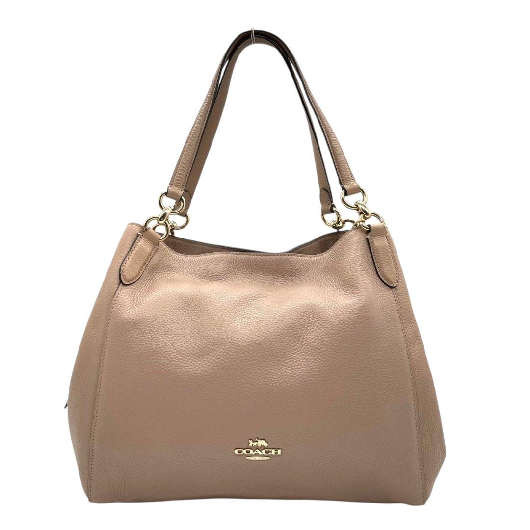 コーチ　トートバッグ　ベージュ　ワンショルダー　レザー　本革　A4収納　s8　ハンドバッグ　肩掛け可　肩かけ可　ゴールド金具　ロゴ　COACH　80268