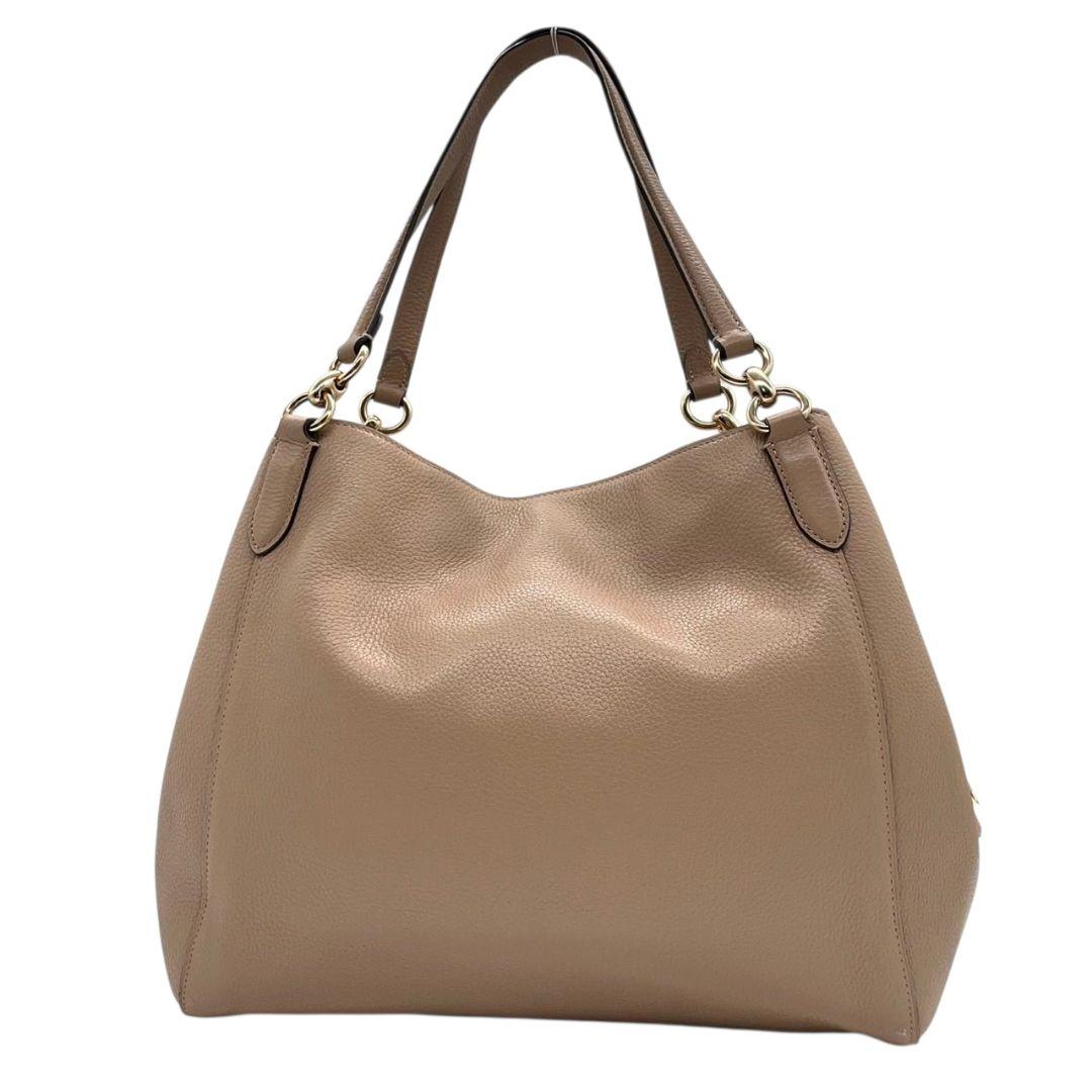 コーチ　トートバッグ　ベージュ　ワンショルダー　レザー　本革　A4収納　s8　ハンドバッグ　肩掛け可　肩かけ可　ゴールド金具　ロゴ　COACH　80268