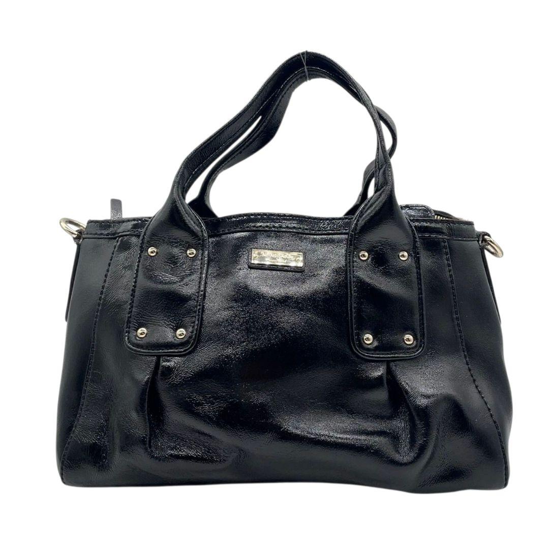 ケイトスペード ハンドバッグ 黒 スタッズ 2way パテントレザー T5 ショルダーバッグ トートバッグ 斜め掛け可 エナメル 本革 ブラック シルバー金具 ロゴプレート kate spade