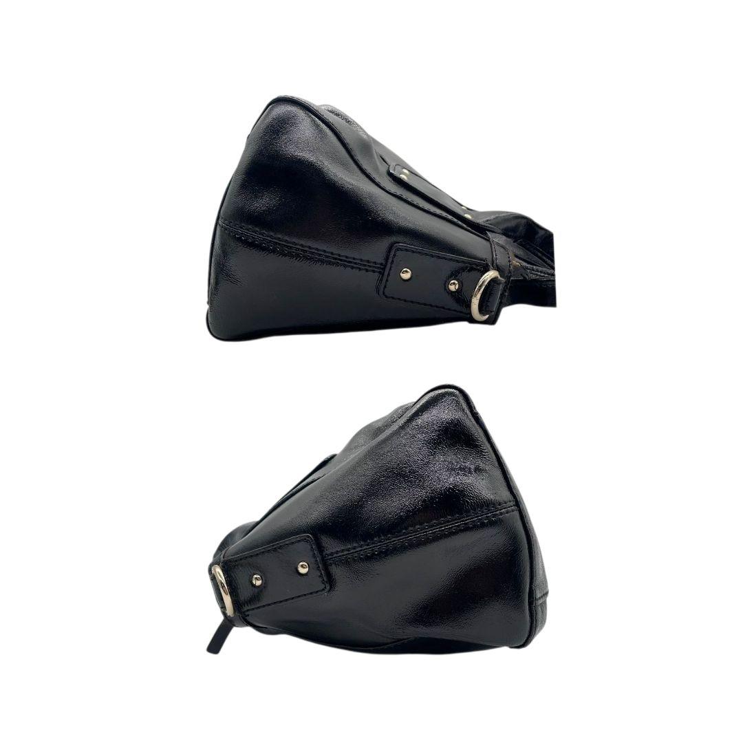 ケイトスペード ハンドバッグ 黒 スタッズ 2way パテントレザー T5 ショルダーバッグ トートバッグ 斜め掛け可 エナメル 本革 ブラック シルバー金具 ロゴプレート kate spade