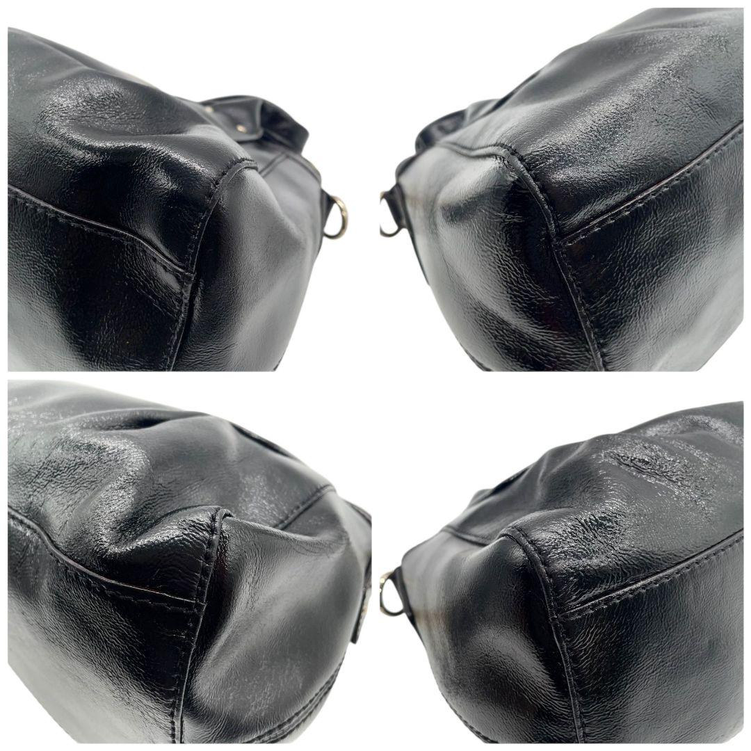 ケイトスペード ハンドバッグ 黒 スタッズ 2way パテントレザー T5 ショルダーバッグ トートバッグ 斜め掛け可 エナメル 本革 ブラック シルバー金具 ロゴプレート kate spade