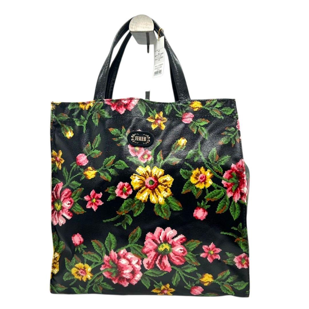 フェイラー FEILER トートバッグ 黒 ブラック 花柄 フラワー ワンショルダー PVC ハンドバッグ ピンク イエロー 肩掛け可 ロゴ E レディース